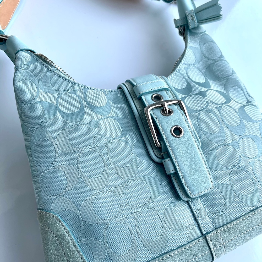 Aqua Blue COACH Signature Hobo Bag 🌊 - Picture 4 of 8